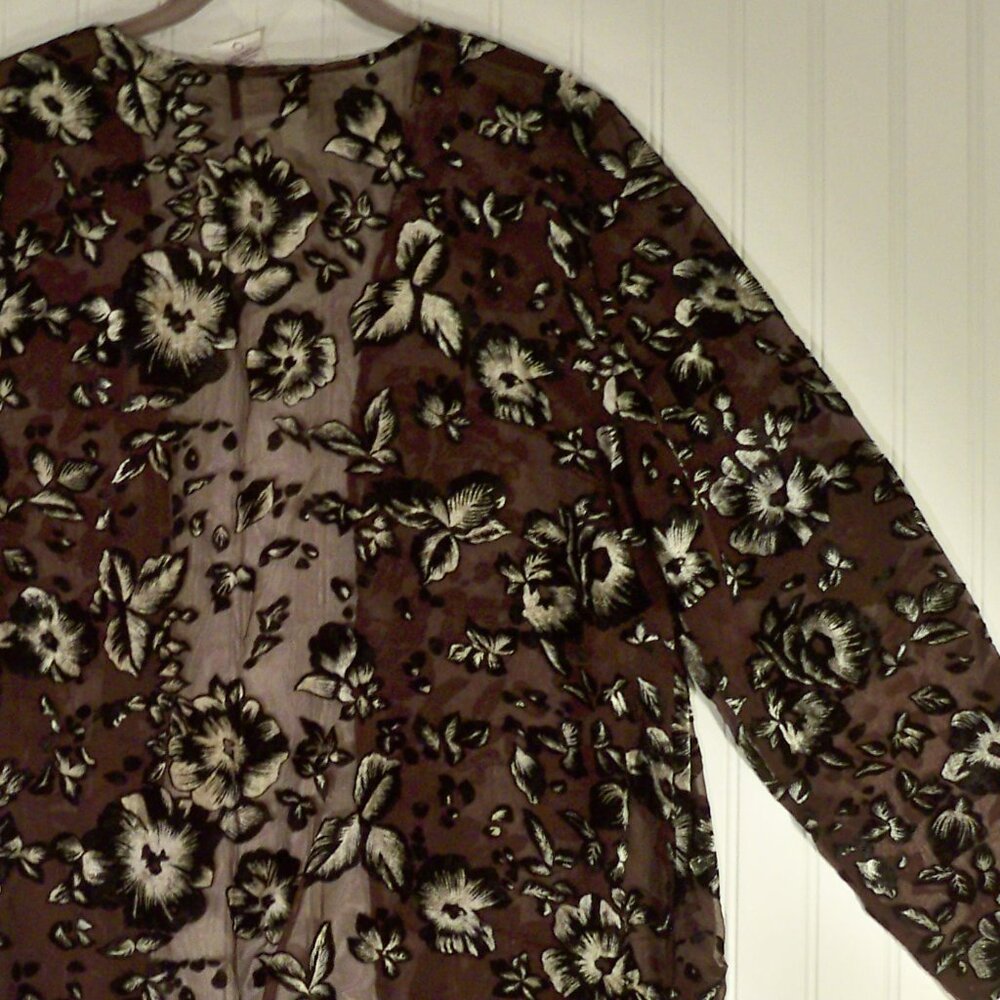 Onyx Nite by Wendye chaitin Dark Purple, Flocked Button Up Shirt, 16